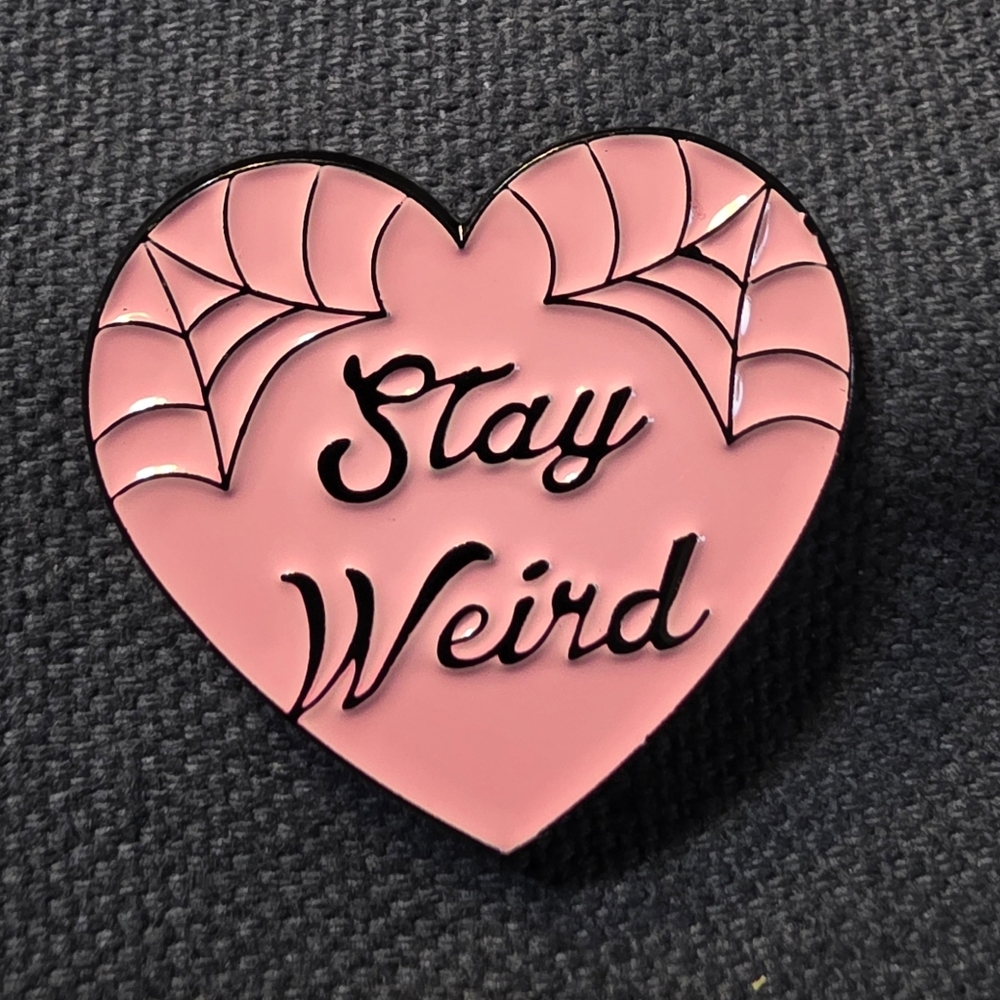 Pink Heart 'Stay Weird' Pin